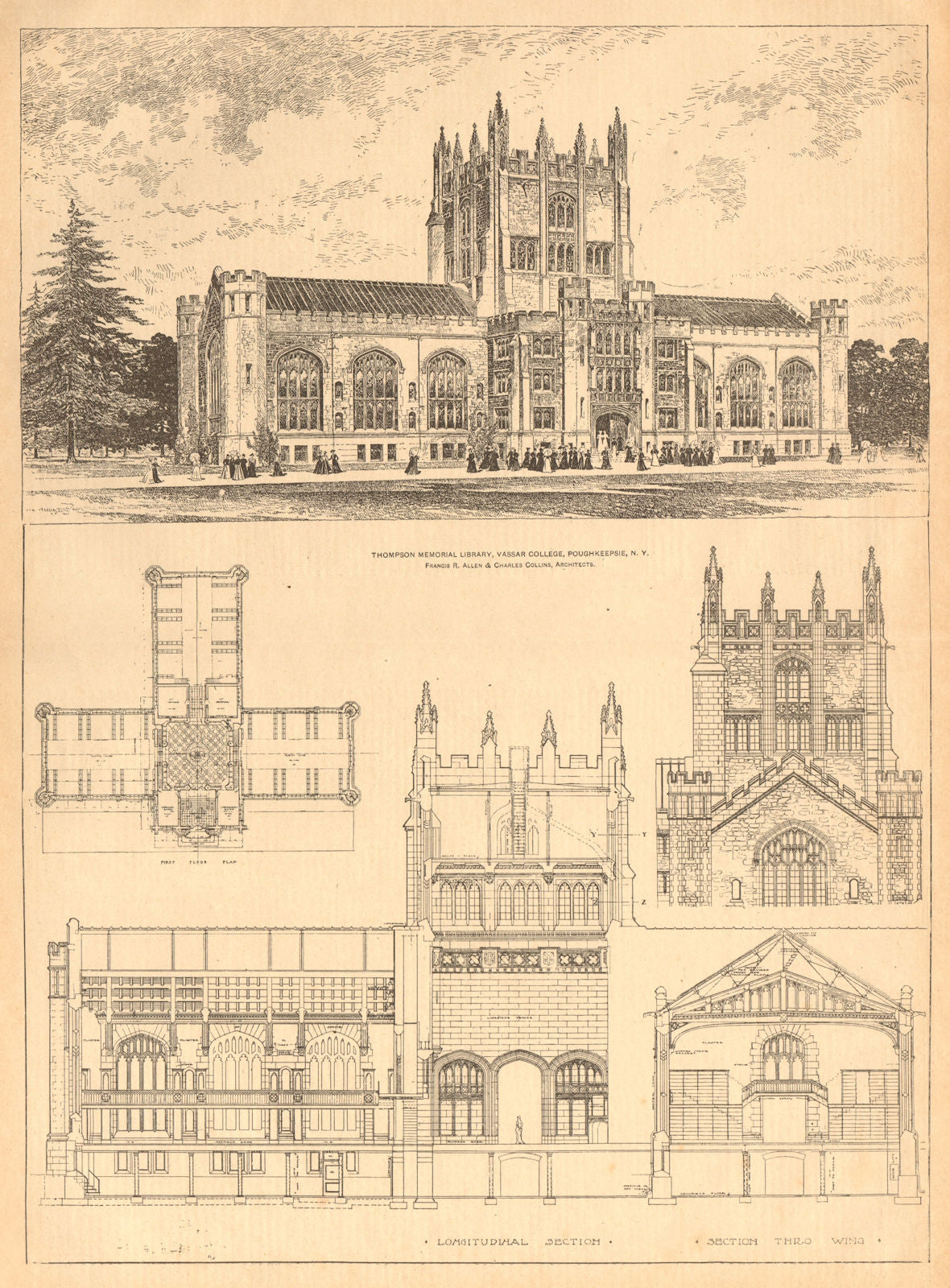 Thompson Memorial Library, Vassar College, Poughkeepsie, New York 1904 print
